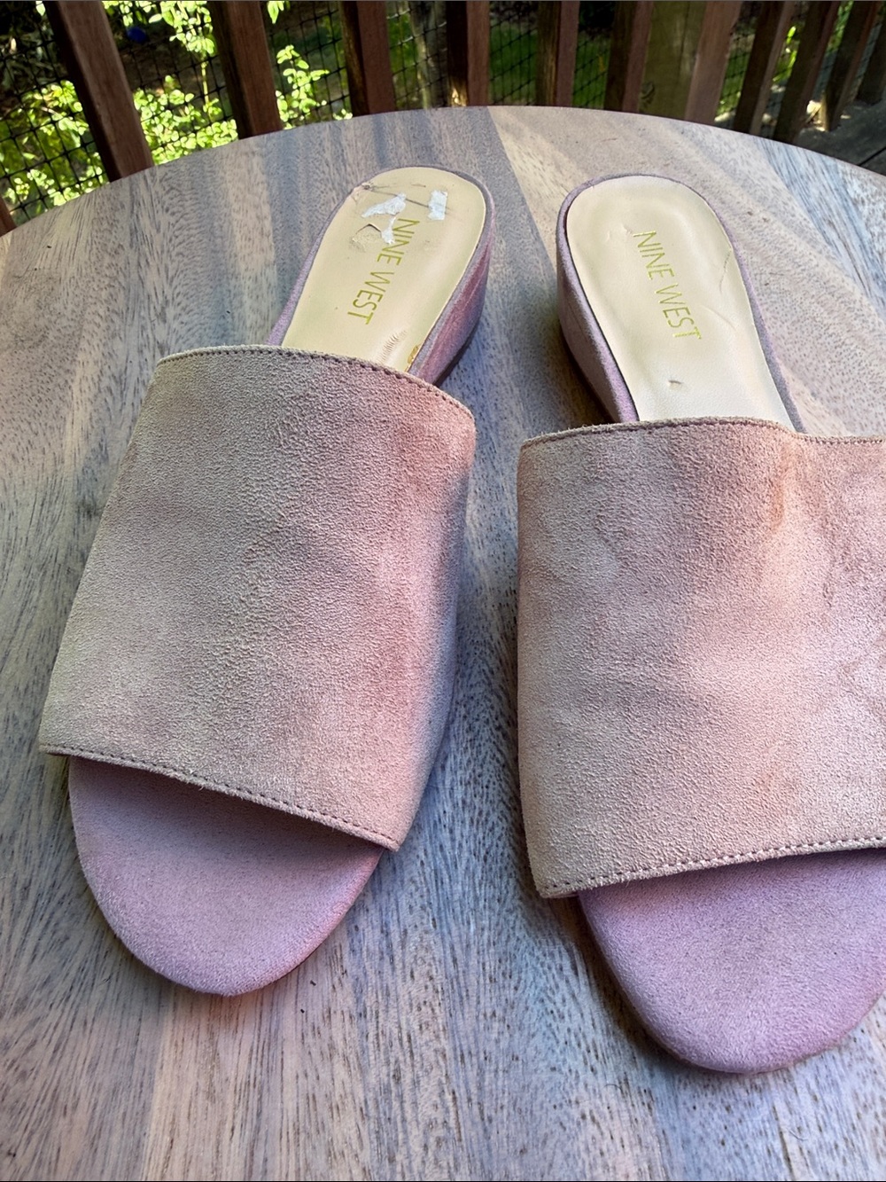 Nine West Blush Suede Open-Toe Slide Mules